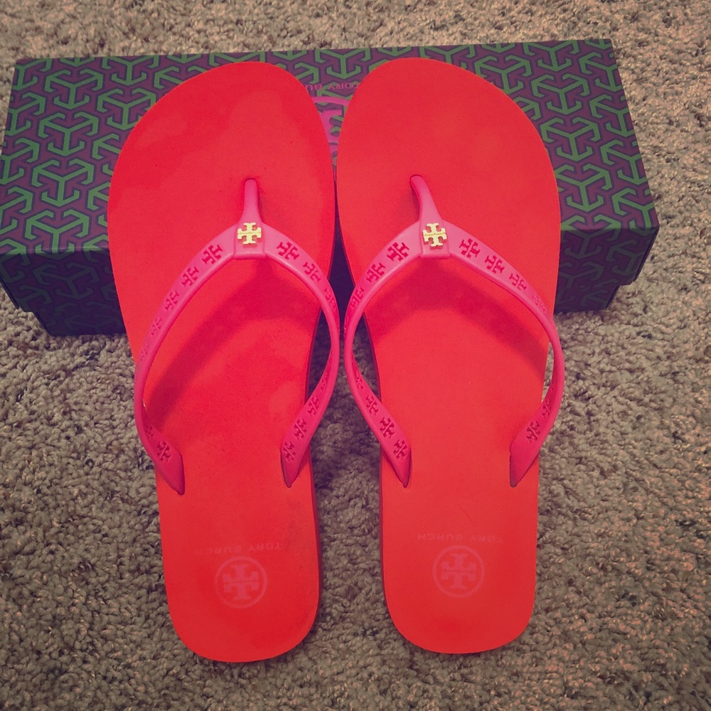 Tory Burch Bougainvillea Pink Flip Flops